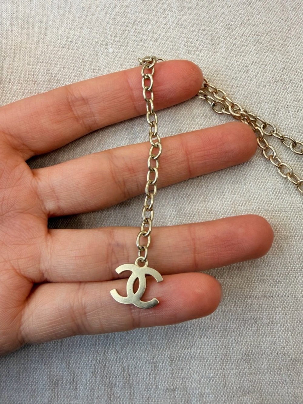 CHANEL Blue and Gold CC Logo Pendant Necklace - Picture 8 of 9